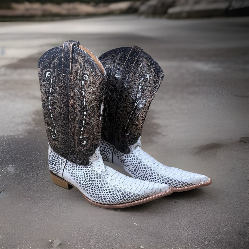 Forastero Python Two-Toned Leather Western Cowboy Boots Needle Nose Men's Sz 9.5